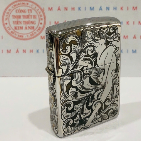 Bật lửa Zippo chủ đề Thiếu Nữ High Polish, hàng chính hãng do Kim Ánh nhập khẩu có giấy Hải Quan đi kèm