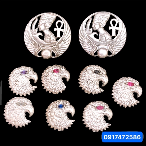 Eblem Zippo Mỹ chủ đề Ai cập và Chim Ưng chất liệu Bạc nguyên chất, Hàng Zin Mỹ