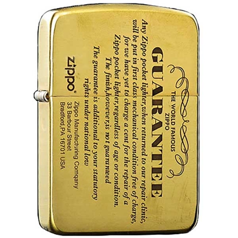 Bật lửa Zippo phiên bản 1941, khắc chìm GUARANTEE,  Hàng loại 1 vỏ bằng đồng có tem đỏ