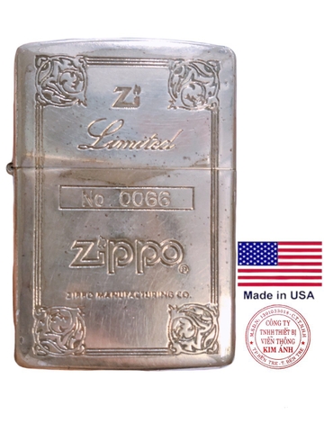 Bật lửa, hộp quẹt Zippo Mỹ Lacke bạc khắc ăn mòn full nắp ZI Limited No.0066 ( bản giới hạn), Hàng chính hãng