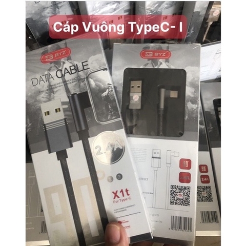 TYPE C-Dây sạc điện thoại BYZ X1 chuôi TypeC Chuyên Game-Đầu sạc vuông cáp gập chống gãy ngàm- Hàng Chính Hãng