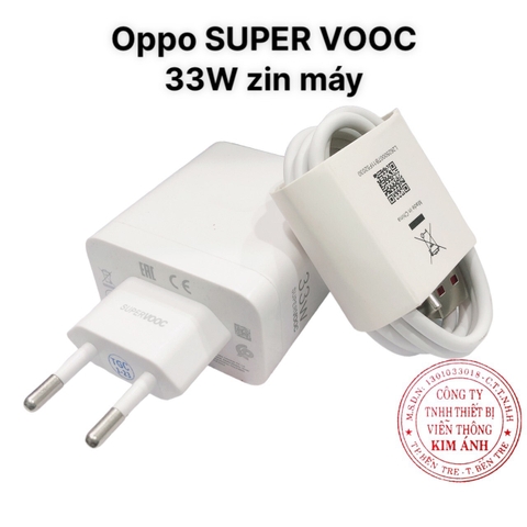 Bộ sạc nhanh Oppo SUPER VOOC - Cóc 33W Cáp 6A, lõi màu cam Zin máy, hàng chính hãng bảo hành 12 tháng