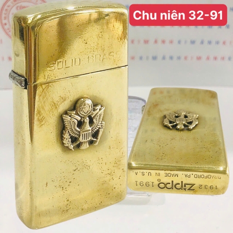 Bật lửa Zippo Slim Chu niên Quân Sự 32-91, cam kết hàng chính hãng có giấy nhập khẩu gửi kèm theo đơn hàng