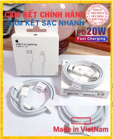 Dây sạc nhanh iphone PD 20W chân dẹp - Sử dụng cho IPhone 12 Pro Max/ 11 Pro/ X/ XS Max/ 8/ 8 Plus/ 7/ 7Plus