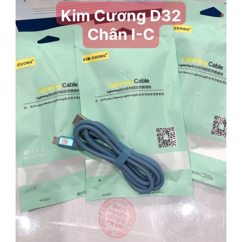 Dây sạc nhanh Kim Cương D32 , chân M- I- C  - Hàng chính hãng