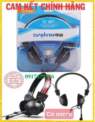 Tai nghe máy tính có micro Danyin DT-801 - Headphone chụp tai Danyin  chính hãng bảo hành 12 tháng
