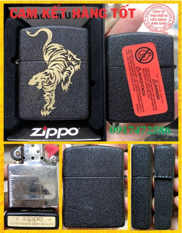 Bật Lửa Zippo CHỦ ĐỀ HỔ ĐEN BỤI LOẠI NHÁM, CÓ TEM ĐỎ