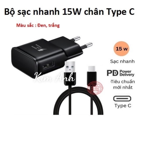 Bộ sạc nhanh Samsung USB Type C 15W, Cáp sạc Type C zin và Củ sạc nhanh zin (S10)