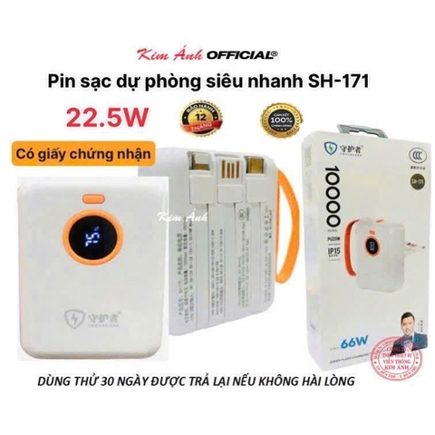 Pin sạc dự phòng 22.5W sạc siêu nhanh SHOUHUZHE SH-171 dung lượng 10000mAh sạc nhanh hai chiều, tiêu chuẩn 3C quốc gia