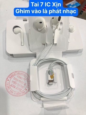 Tai nghe Iphone 7, IC xịn chân cắm Linghtning,ghim vào là phát nhạc không cần kết nối gì cả, máy cùng chân cắm là dùng chung được