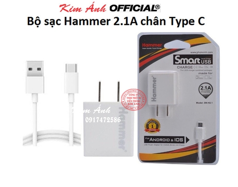 TYPE C-Bộ sạc Hammer 2.1A, CHUÔI TYPE C, CHÍNH HÃNG Bảo hành 12 tháng
