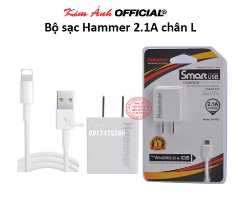 IP- Bộ Sạc Hammer 2.1A chân Linghtning, Hàng Chính Hãng bảo hành 12 tháng