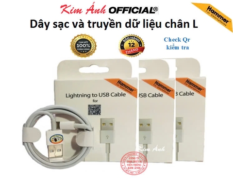 Dây sạc Hammer chân cắm Linghtning loại 6IC (MAIN 6 HẠT) 2A, Mã GZSP, Kim Ánh bảo hành chính hãng 12 tháng