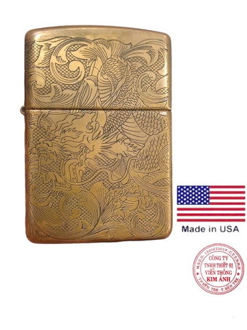 BẬT LỬA ZIPPO MỸ ARMOR KHẮC ĂN MÒN 4 MẶT CHỦ ĐỀ RỒNG