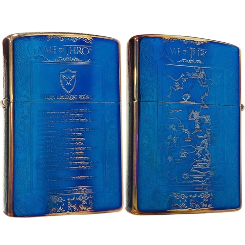 Bật lửa Chief chủ đề Bản Chỉ Dẫn GAME OF THRONES màu xanh lửa băng, hàng loại 1 cao cấp vỏ bằng đồng