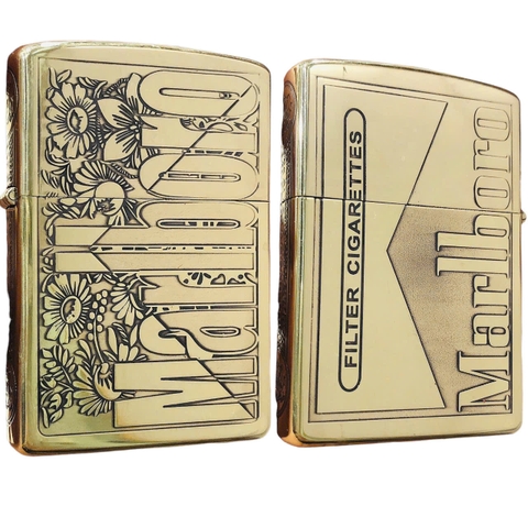 Hộp quẹt, bật lửa CHIEF chính hãng, khắc laser 5 măt chủ đề Hoa Marlboro, vỏ bằng đồng bền bỉ sáng bóng theo thời gian