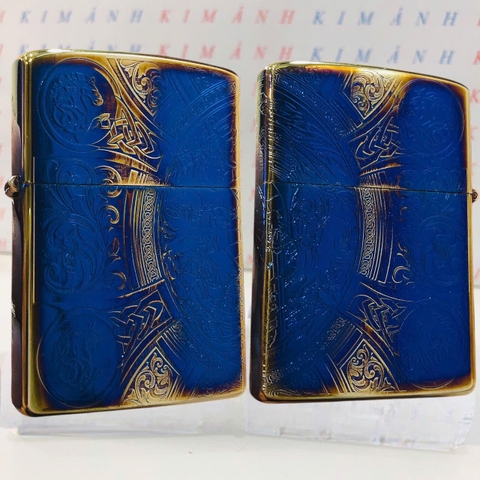 Hộp quẹt CHIEF chính hãng, khắc laser 4 măt chủ đề Kỵ Sĩ Khải Huyền Xanh Titan, vỏ bằng đồng bền bỉ sáng bóng theo thời gian