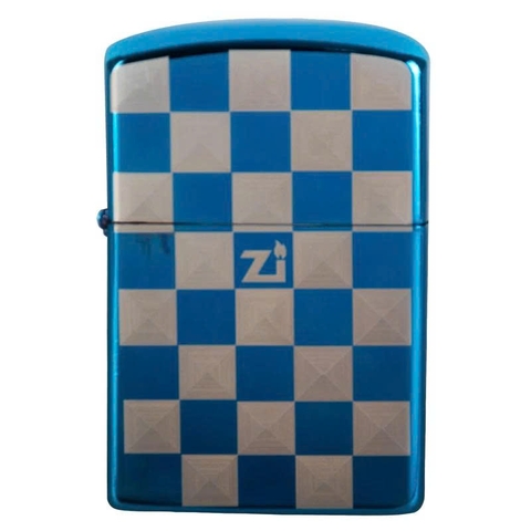 Hộp quẹt, bật lửa ZIPPO chủ đề Xanh kẻ Caro, Kim Ánh nhập hàng cao cấp vỏ bằng đồng có dán tem đỏ