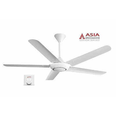 Quạt trần điện cơ Asia 5 cánh trắng QT06-T01 hộp số