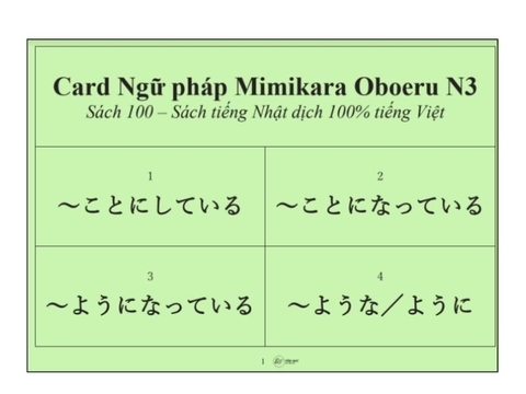 Thẻ Flashcard Mimikara Oboeru Ngữ pháp N3