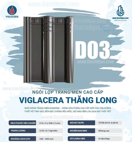 Ngói 2 sóng tráng men Diamond Viglacera D03