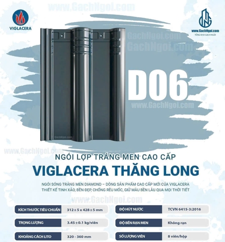 Ngói 2 sóng tráng men Diamond Viglacera D06