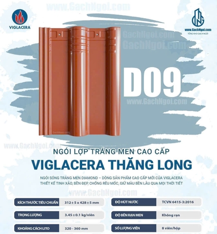 Ngói 2 sóng tráng men Diamond Viglacera D09