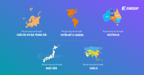 Phí và phụ phí keo nha cai euro tải biển theo tuyến, khu vực đặc thù