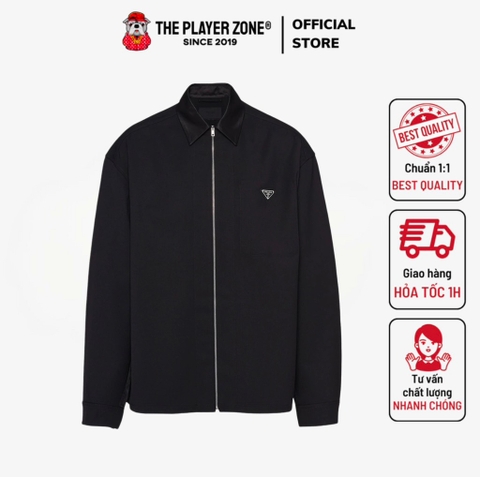 Áo Khoác Có Cổ Full Zip Gabardine Overshit - Đen