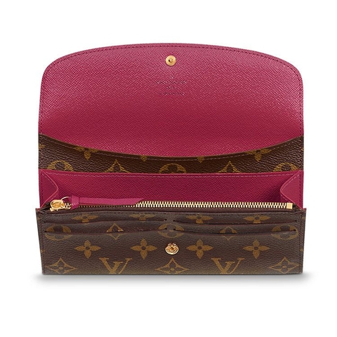 Ví dài Louis Vuitton LV Emilie Wallet in Monogram Canvas Brown/Pink