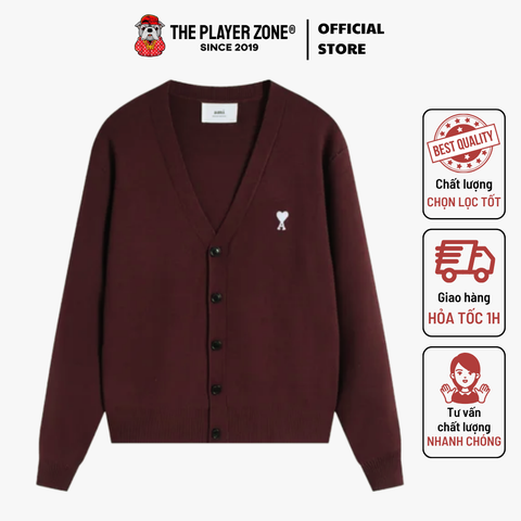 Áo Cardigan Ami Paris Ami De Coeur-Motif - Nâu Đậm