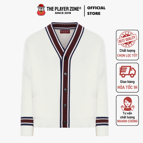 Áo Cardigan Gucci Knitted Wool With Intarsia - Trắng