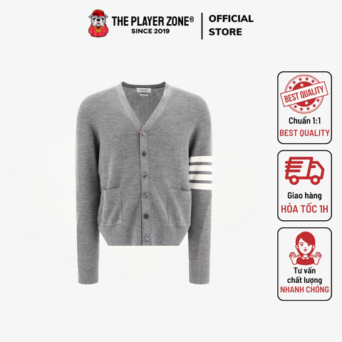 Áo Cardigan Thom Browne Stripe Detailed Button-Up - Light Grey