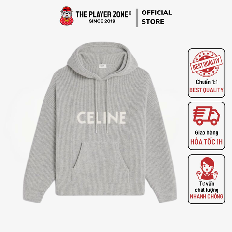 Áo Hoodie Celine Sweater In Ribbed Wool - Light Gray
