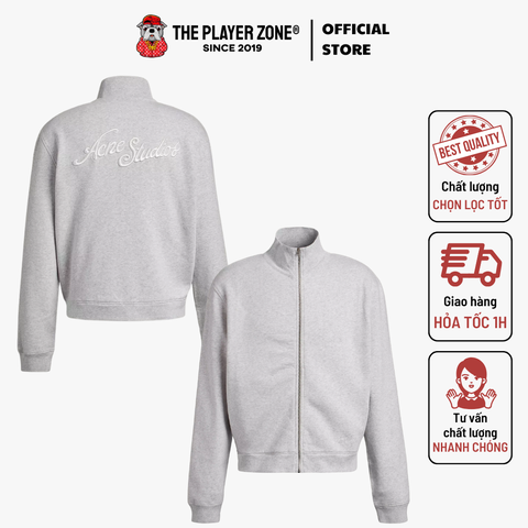 Áo Khoác Acne Studios Embroidered Logo Full-Zip - Xám