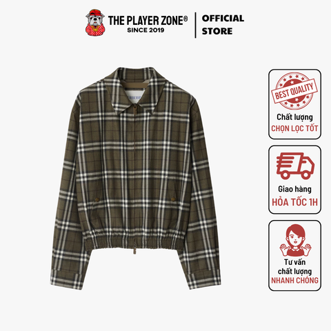 Áo khoác Horse Check Bonded Wool Harrington Jacket in Shrub green