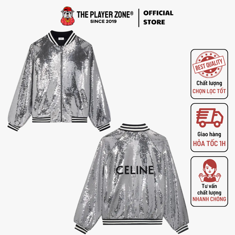 Áo Khoác Celine Sequined Teddy - Light Grey
