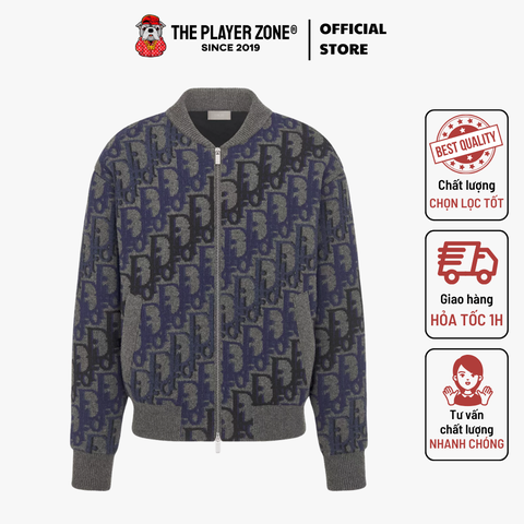 Áo Khoác Dior Oblique Blouson Jacket Gray Wool Knit - Gray