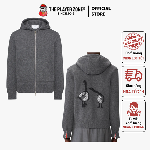 Áo Khoác Hoodie Thom Browne Geese Intarsia Merino Wool - Grey