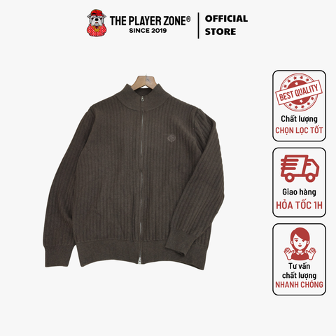 Áo khoác Loro Piana logo zip - nâu