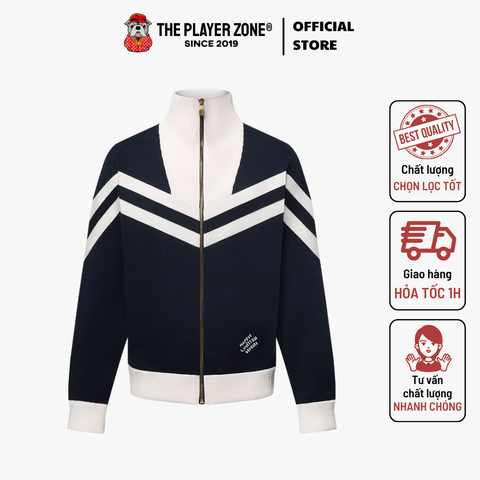 Áo Khoác Knitted Cotton Sailor Blouson - Xanh (trắng)