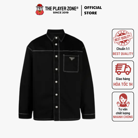 Áo Khoác Prada contrast-stitching Denim Shirt - Black