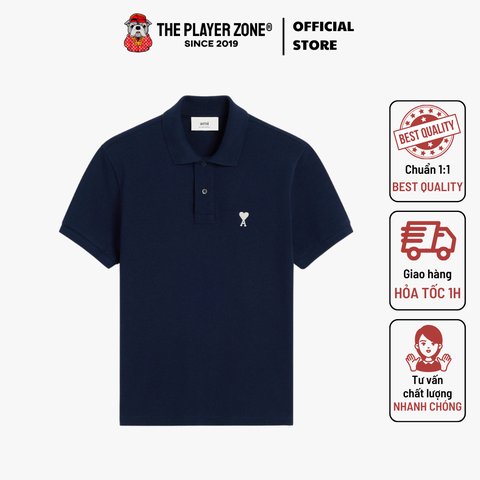 Áo polo AMI NIGHT BLUE Off-White Ami de Coeur Polo Shirt - Blue