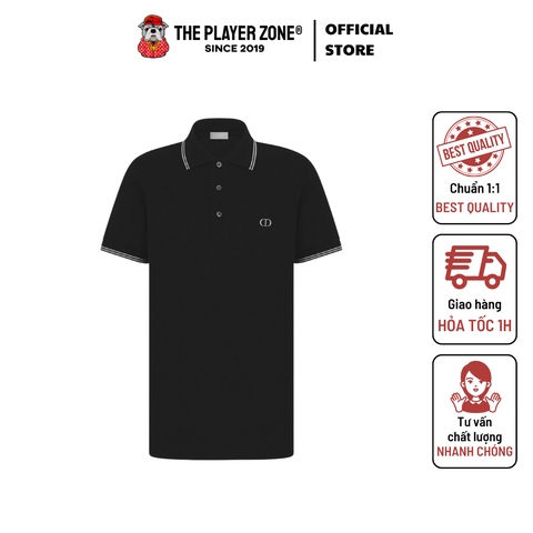 Áo Polo Dior CD Icon Cotton Piqué - Đen