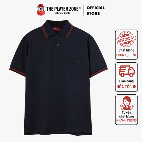 Áo Polo Gucci Embroidered Stretch Cotton – Navy