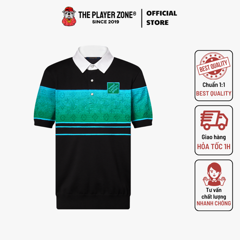 Áo Polo Louis Vuitton Iridescent Jacquard Short-Sleeved Polo - Black