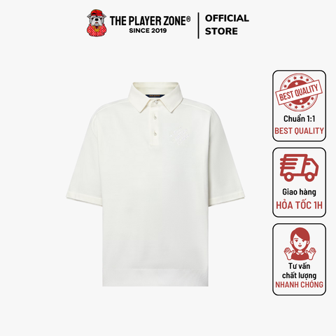 Áo Polo LV Louis Vuitton Embroidered Short Sleeved Cotton - Trắng