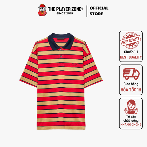 Áo Polo Prada Shirt In Camel+Red cotton