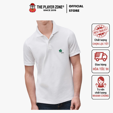 Áo Polo Shirt with  Clover Embroidery - Trắng