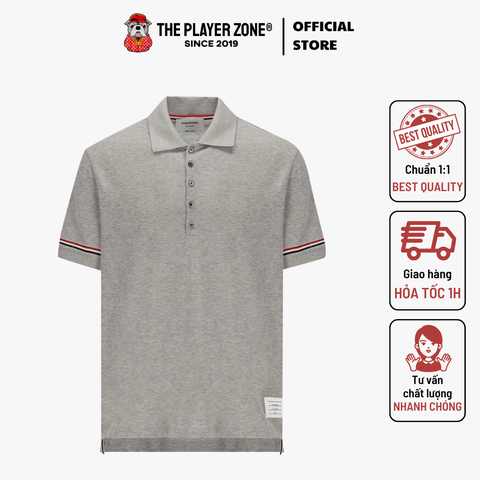 Áo polo Thom Browne Knitted Cotton Polo Shirt - Grey